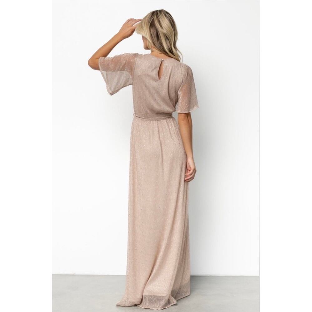 Baltic Born Grace Sparkle Gown in "Champagne" Pink Beige Sparkle Size Medium - Picture 2 of 10